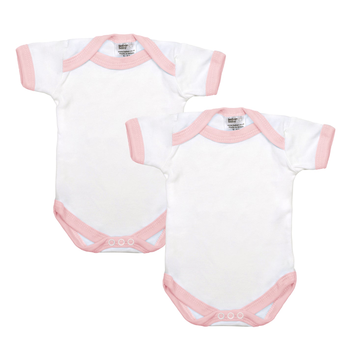 Baban Baby Contrast Trim Bodysuits - 2 Pack