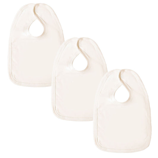 Baban Baby Bibs - 3 Pack - 100% Cotton, Made In Britain - Cream