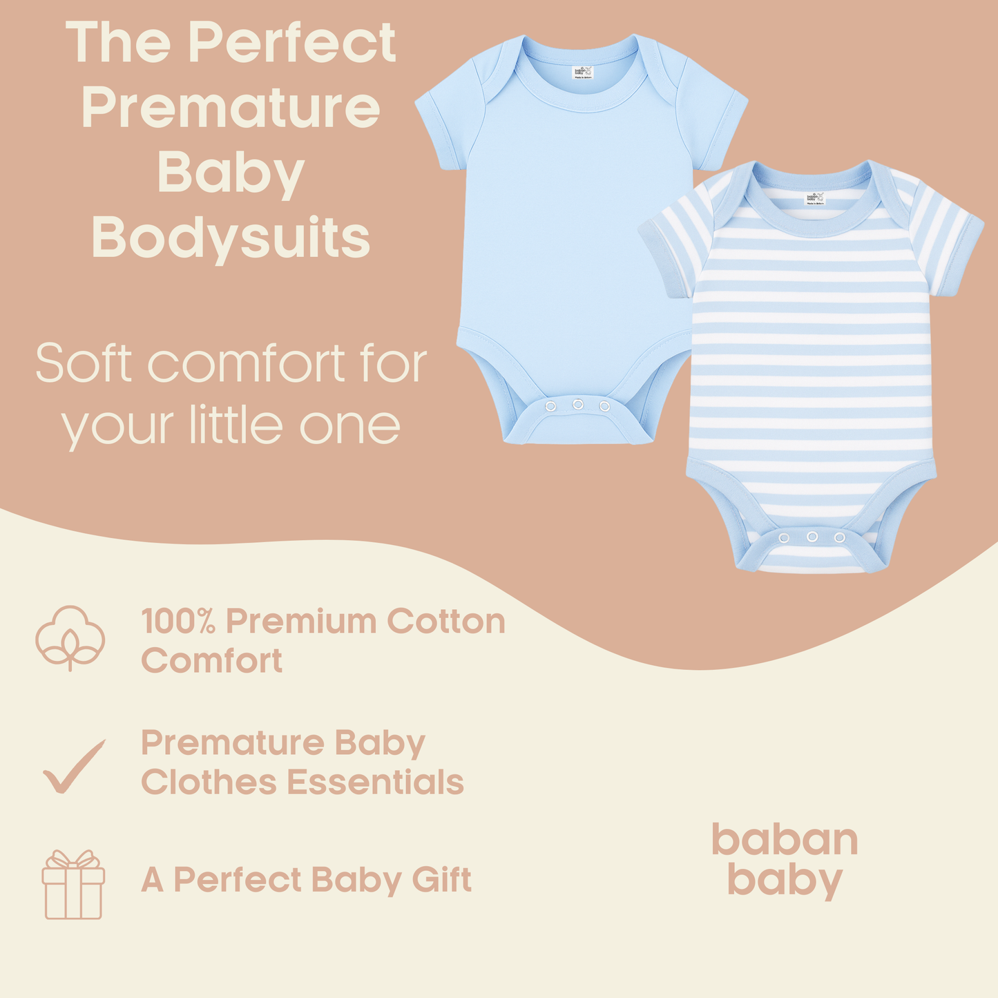 Baban Baby Premature Bodysuit 2 Pack