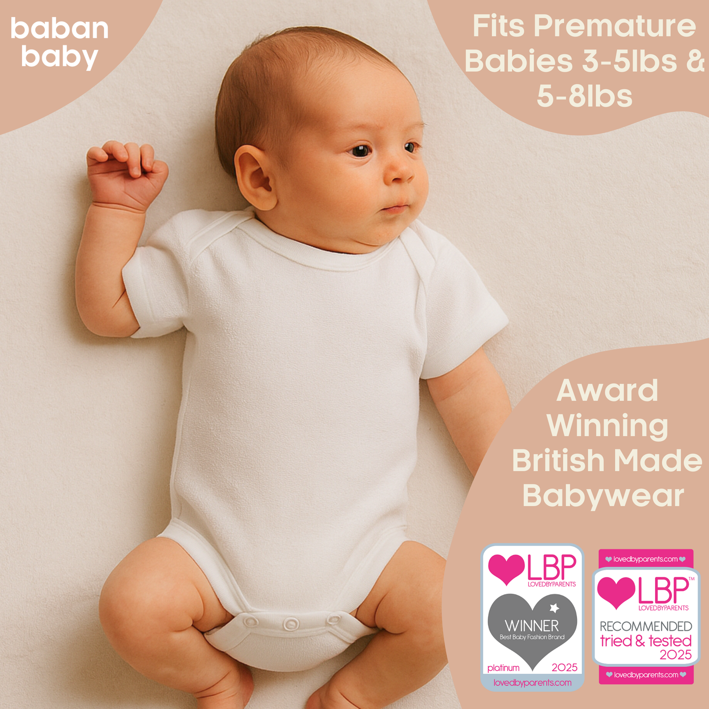 Baban Baby Premature Terry Towelling Bodysuit