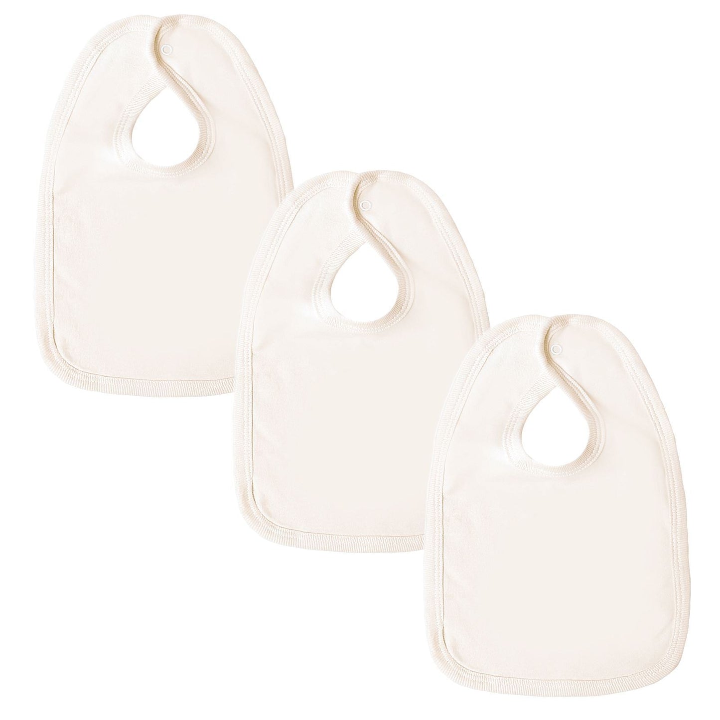 Baban Baby Bibs - 3 Pack - 100% Cotton, Made In Britain - Cream